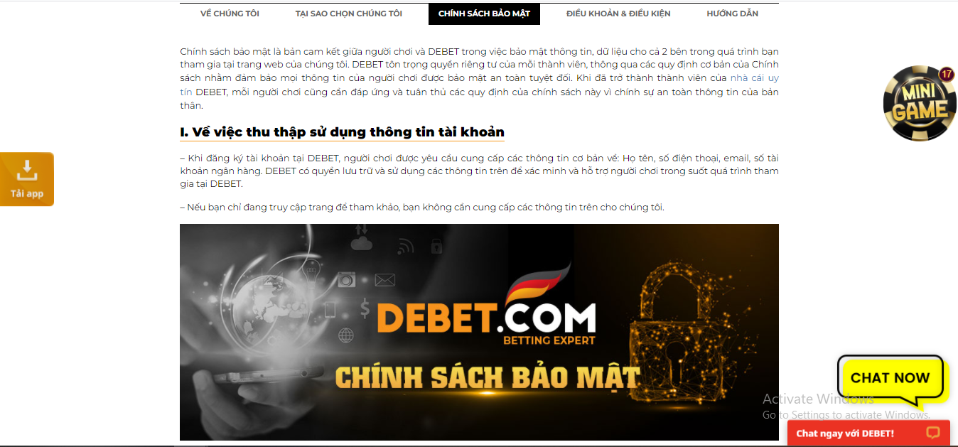 chinh sach bao mat debet